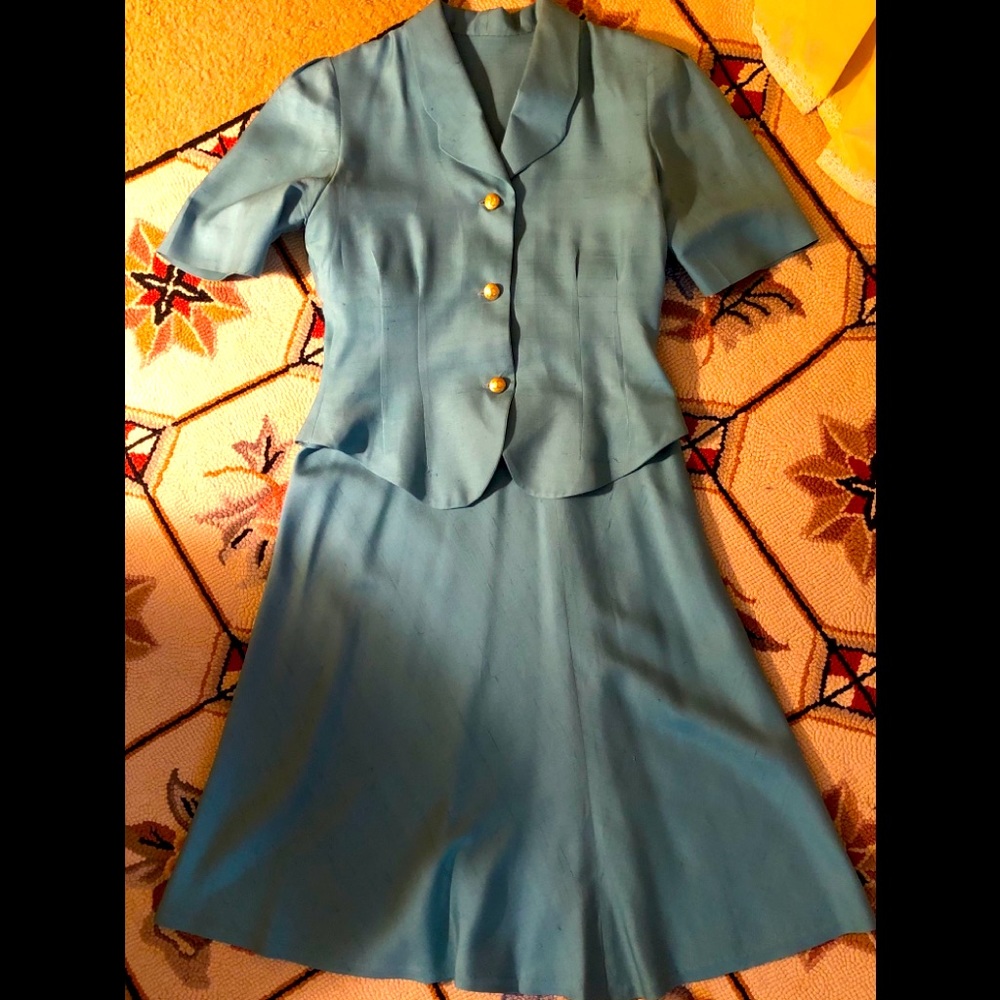 Two piece Blue Silk Dress